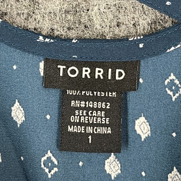 Torrid Shirt Women 1X 1 Strappy Blue Basic Sleeveless Casual‎ Lightweight - Picture 5 of 9